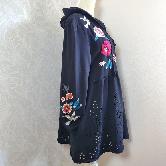 Johnny Was Floral Junia French Terry Cotton Zip Up Hoodie Jacket - Picture 9 of 15